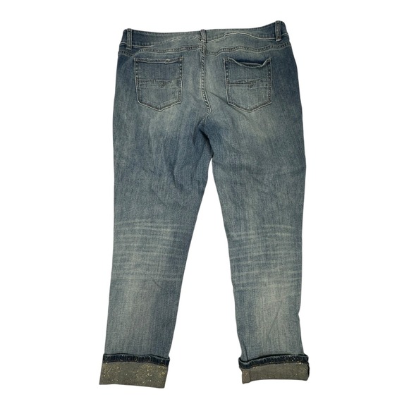 Soho Boyfriend Jeans Womens Size 16 Blue‎ Denim Distressed Cuffed - Picture 2 of 10